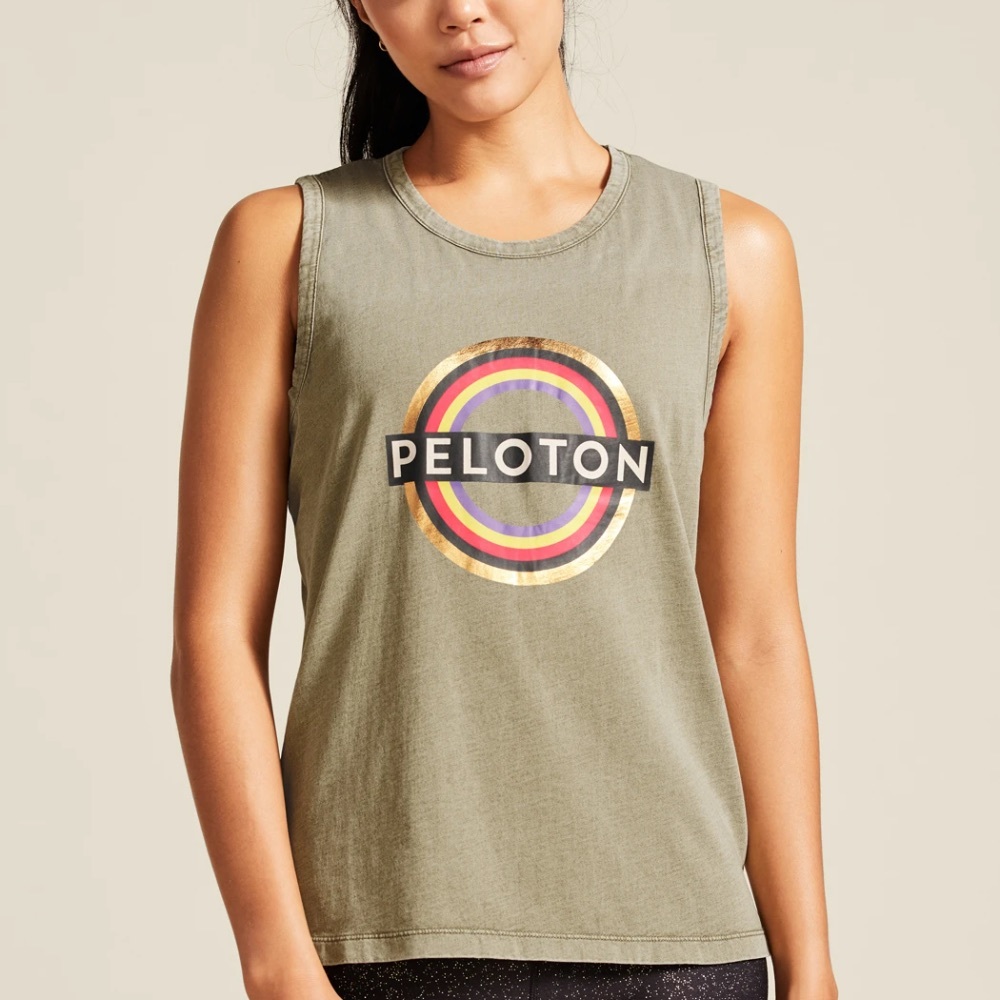 Large Peloton Olive Side Slit Muscle Tank